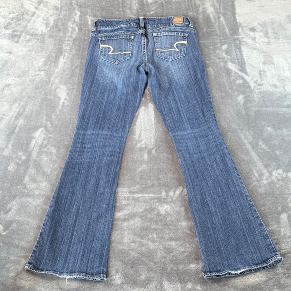 American Eagle Artist Jeans Womens 4 Regular Medium Wash Flare Stretch Low Rise - Picture 4 of 8